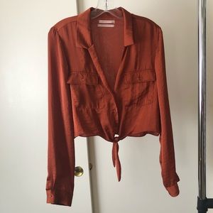 Urban Outfitters Long sleeve, tie front shirt